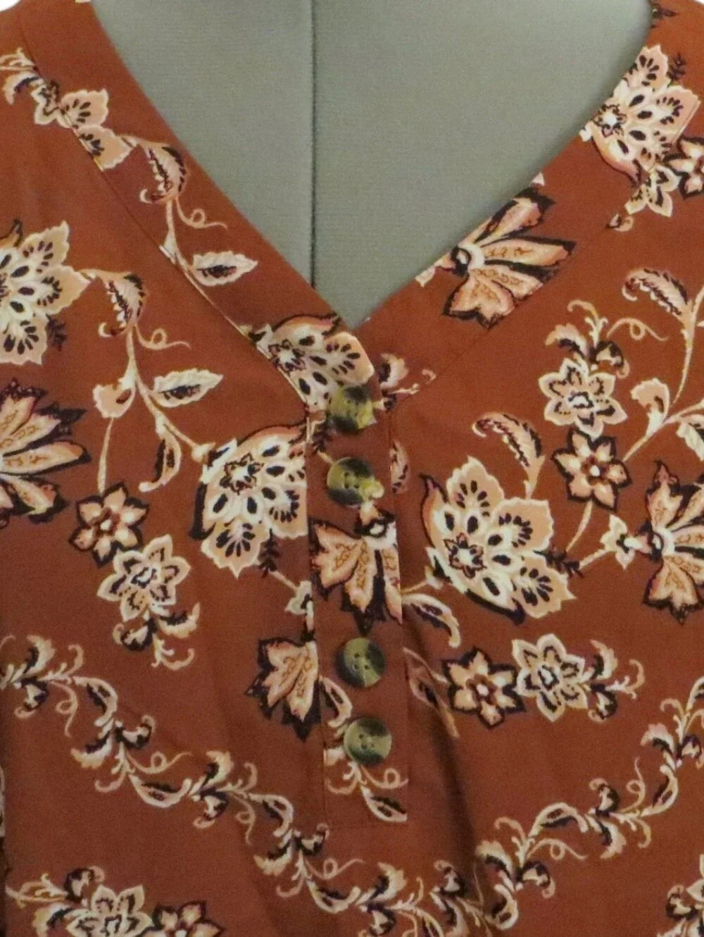 Maurices Women's Plus Floral Print Short Sleeve Blouse Rust Terracotta Size 1